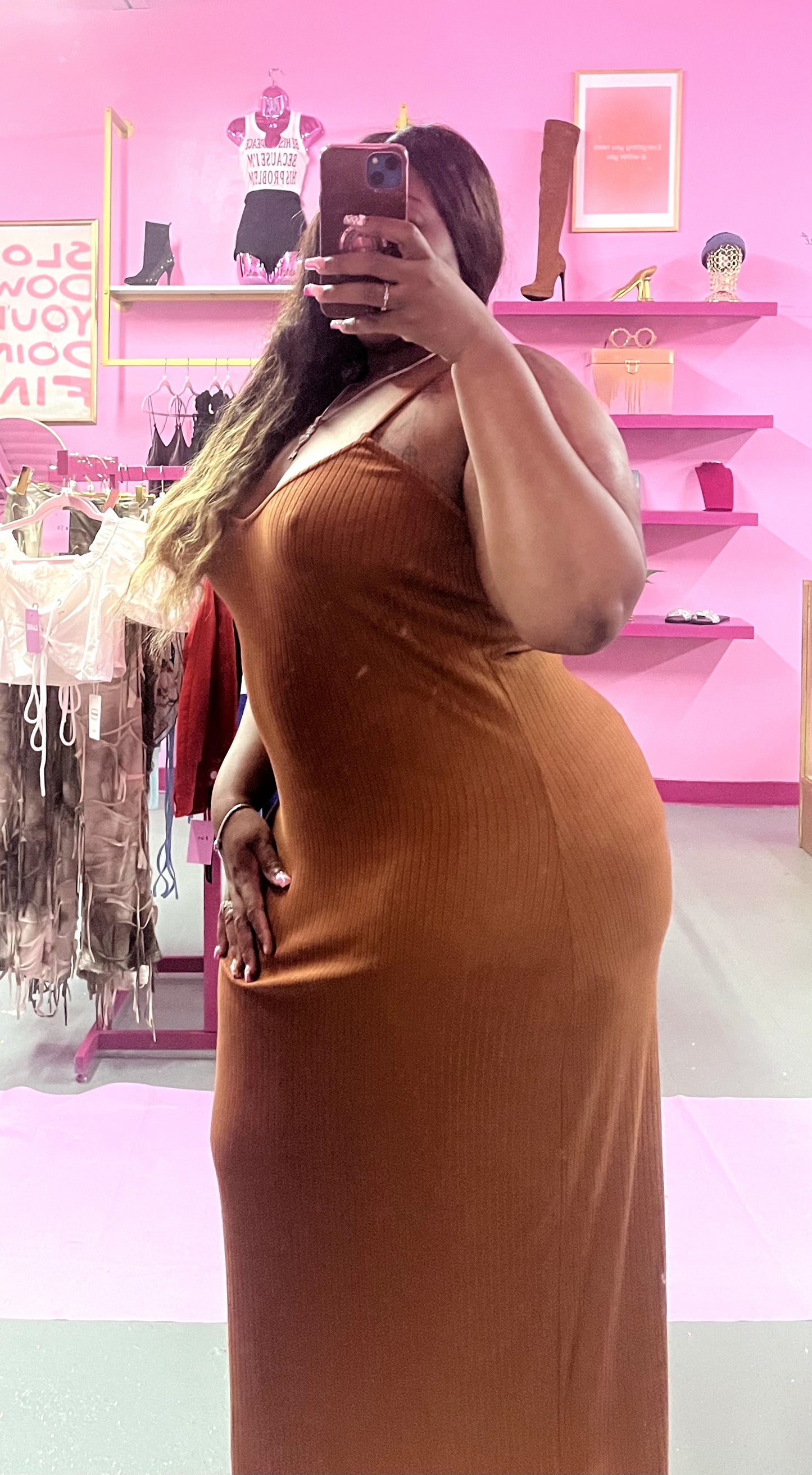 Plus Size Brown Beater Maxi Dress