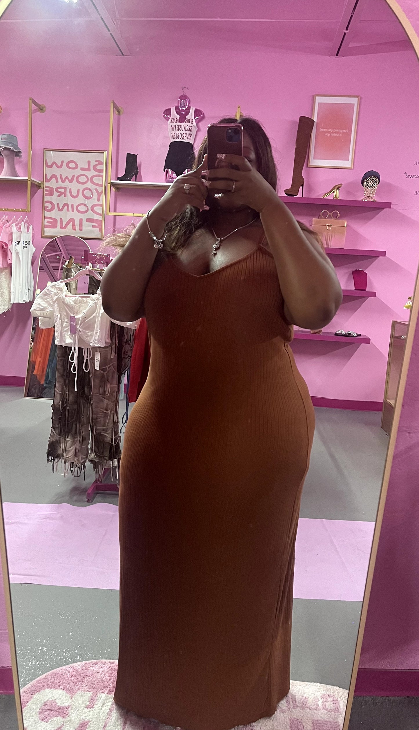 Plus Size Brown Beater Maxi Dress