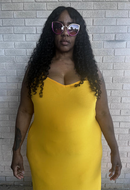 Plus Size Mustard Strap Maxi Dress