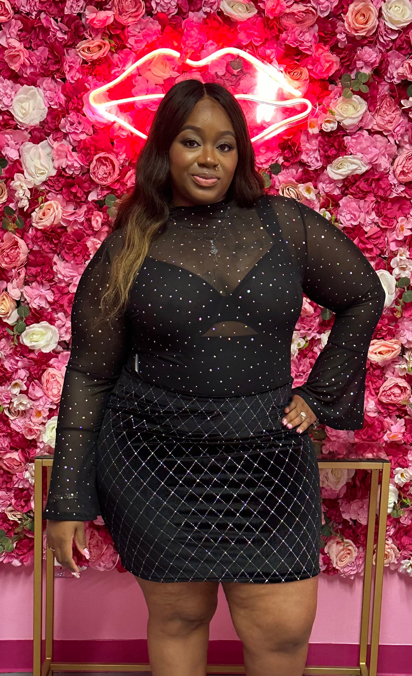 Plus Size "Bedazzle Me" Mesh Shirt