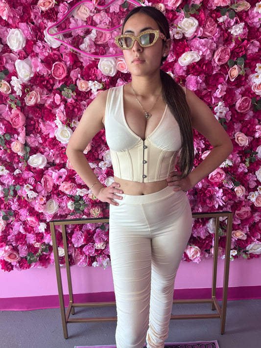 Cream Corset Pants Set