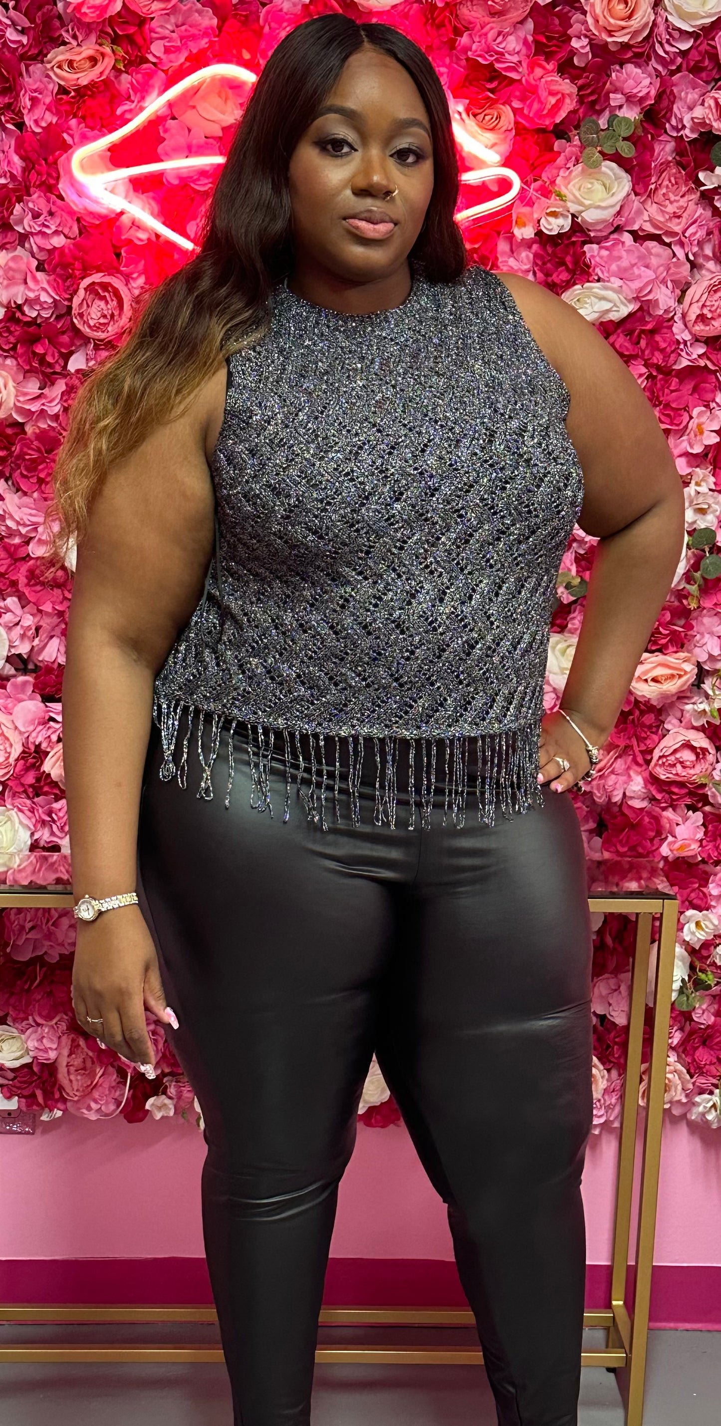 Plus Size Dark Grey Knitted Top