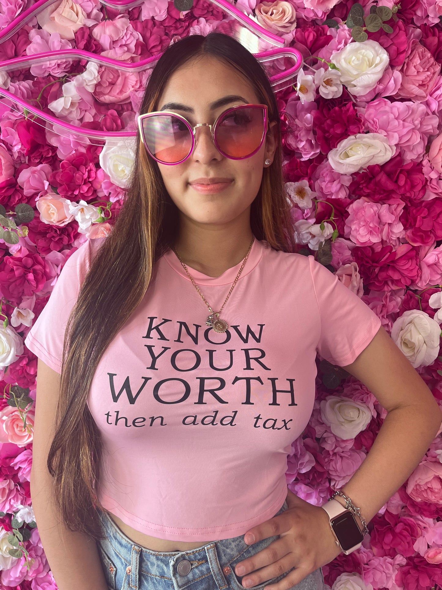 "Know your worth" crop t-shirt