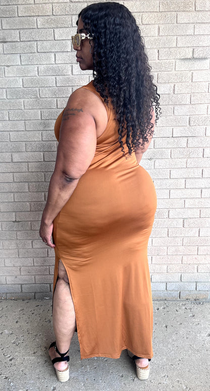 Plus Size Brown Beater Maxi Dress