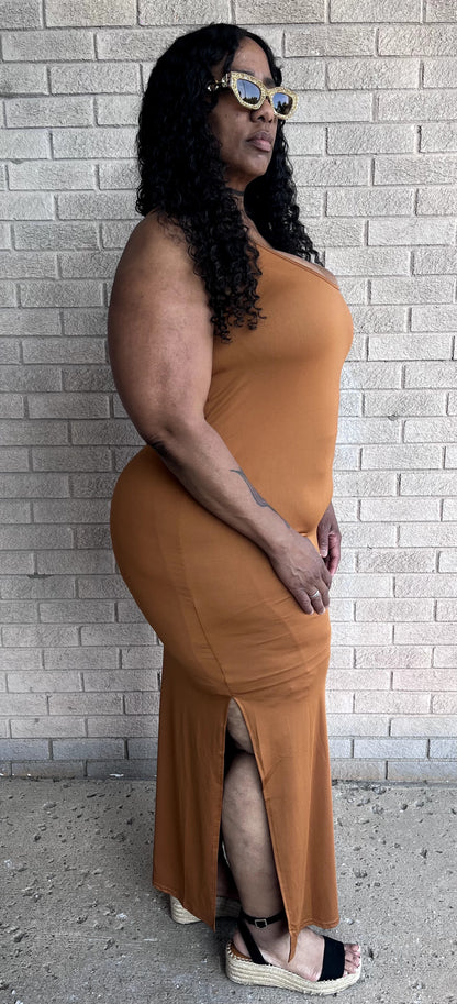 Plus Size Brown Beater Maxi Dress