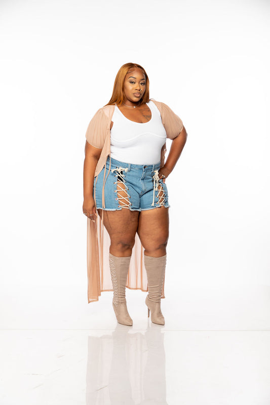 Plus Size “Shoe String” Shorts