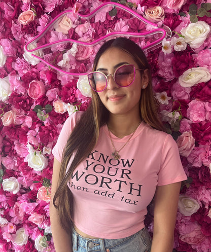 "Know your worth" crop t-shirt