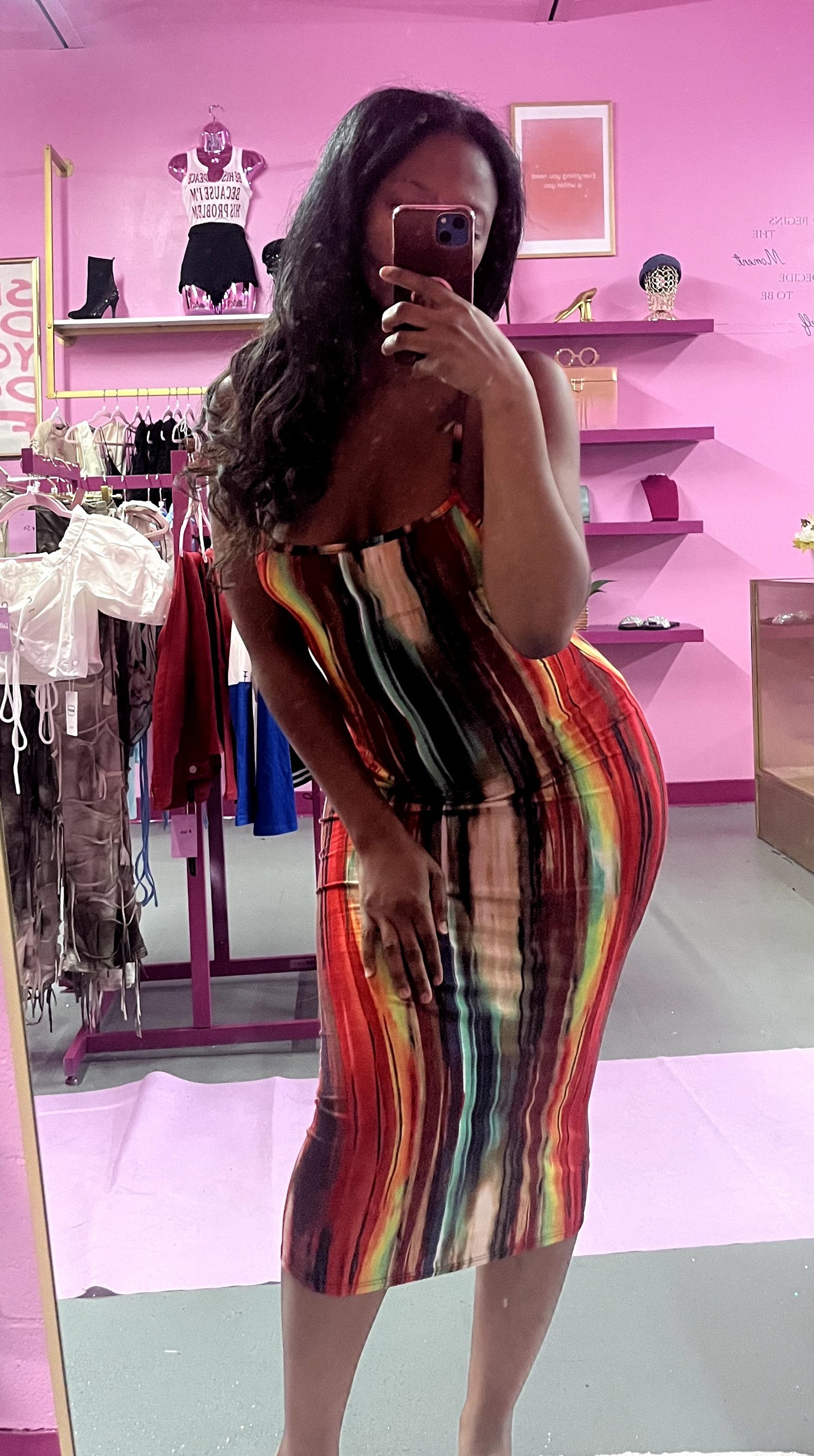 Rainbow strap dress